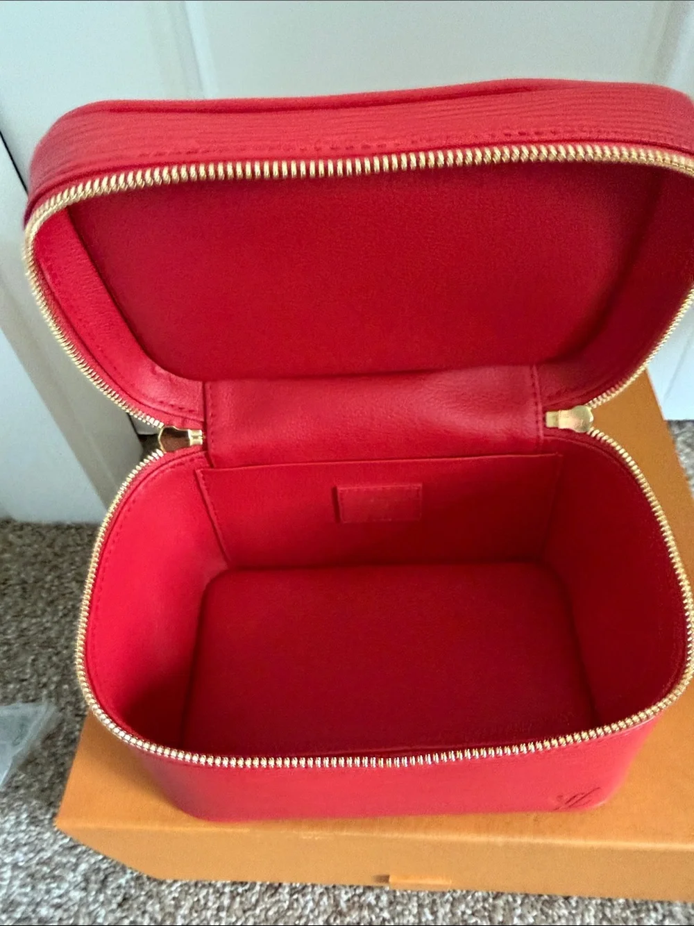 Louis Vuitton Red Epi Leather Vanity Case with Top Handle